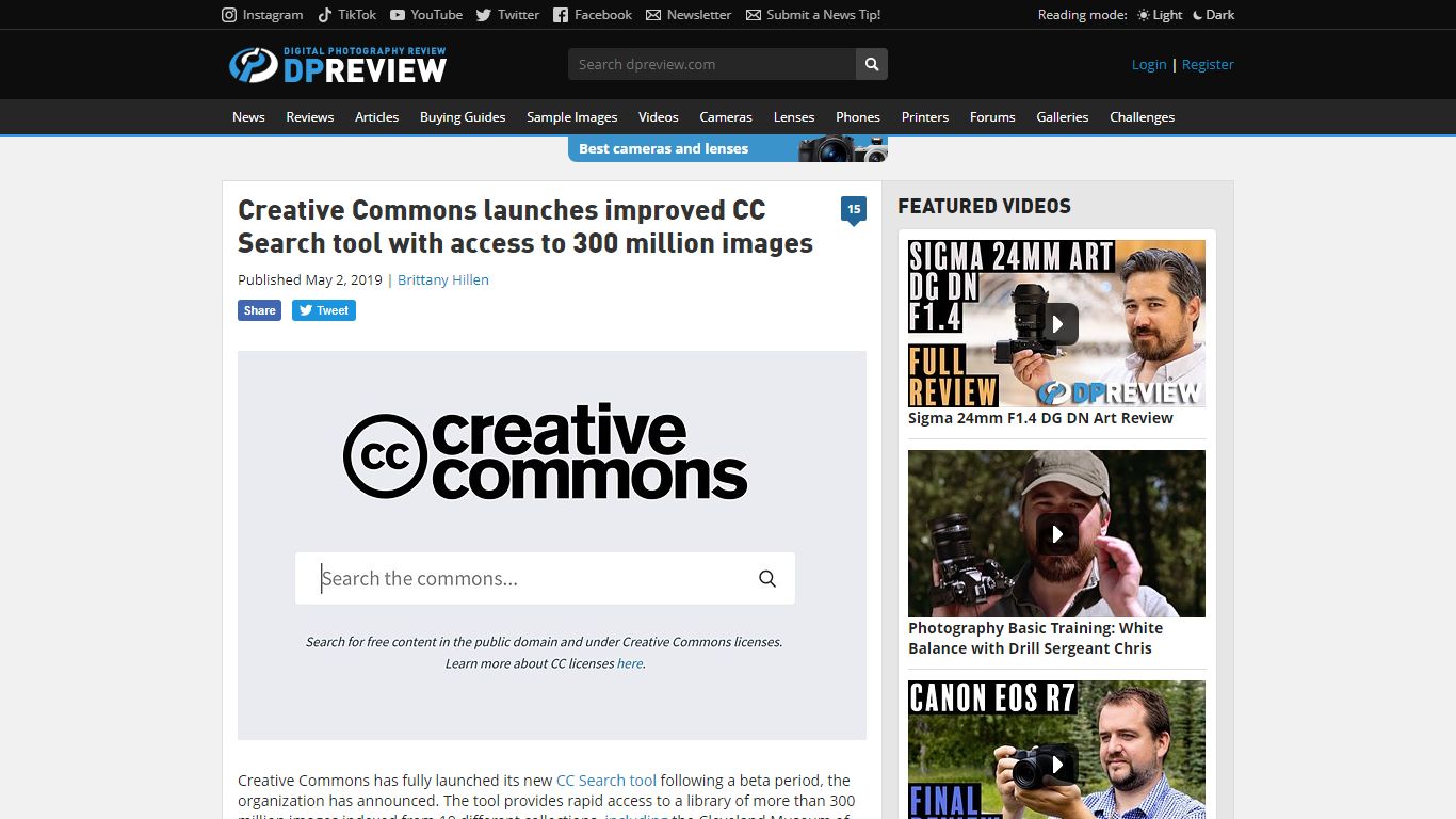 Creative Commons launches improved CC Search tool with ... - DPReview